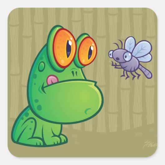 Sticker Carré Grenouille et libellule (Devant)