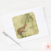 Sticker Carré Grenouille et libellule sur nénuphars (Enveloppe)