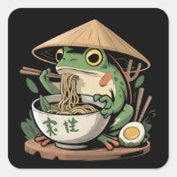 Grenouille mangeant des ramen kawaii neko nouilles