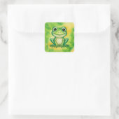 Sticker Carré Grenouille mignonne verte (Sac)