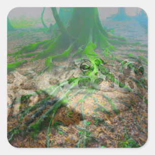 Sticker Carré Grenouille mousseuse