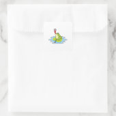 Sticker Carré Grenouille sur la feuille avec insecte (Sac)