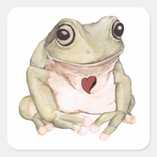 Sticker Carré Grenouille verte dessinée à la main