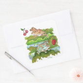 Sticker Carré Grenouilles PacMan pourchassant des fruits (Enveloppe)