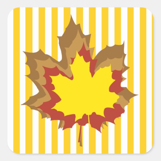 Sticker Carré Grève automnale de moutarde avec Feuilles (Devant)