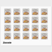 Sticker Carré Grey Thanksgiving Citrouilles et Squash (Feuille)