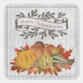 Sticker Carré Grey Thanksgiving Citrouilles et Squash (Devant)
