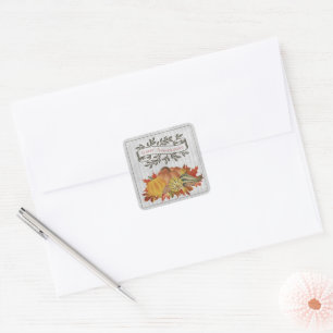 Sticker Carré Grey Thanksgiving Citrouilles et Squash