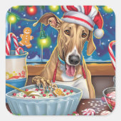 Sticker Carré Greyhound Gâteau de vacances : Noël festif (Devant)