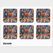 Sticker Carré Greyhound Trick-or-Treating en costumes d'Hallowee (Feuille)