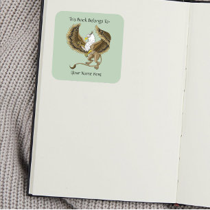 Sticker Carré Griffon Fantastique Brun Majestueux Mythe Gryphon