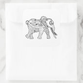 Sticker Carré Griffonnage d'éléphant (Sac)