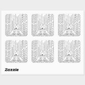 Sticker Carré Griffonnage en bambou de panda (Feuille)