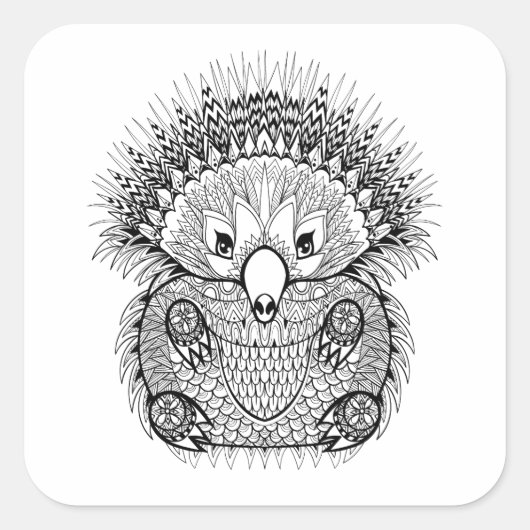 Sticker Carré Griffonnage tiré par la main d'Echidna (Devant)