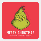 Sticker Carré Grinch Classique | Noël - Personnalisé (Devant)