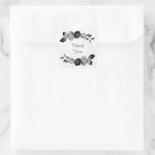 Sticker Carré gris argenté et mariage floral noir (Sac)