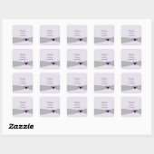 Sticker Carré Gris Sash Purple Mariage de coeur Merci (Feuille)