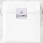 Sticker Carré Gris Sash Purple Mariage de coeur Merci (Sac)
