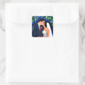 Sticker Carré Groom and Bride viens de se marier Kiss (Sac)