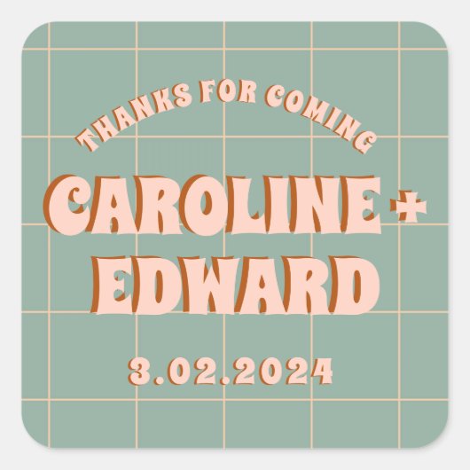 Sticker Carré Groovy Gras Bleu Rose Rouge Funky  (Devant)