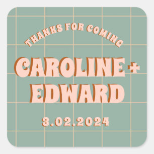 Sticker Carré Groovy Gras Bleu Rose Rouge Funky 