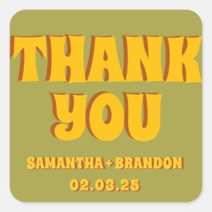 Sticker Carré Groovy Gras Vert Jaune Rouge Funky 