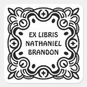 Sticker Carré Groovy Swirls Ex Libris Bookplate Labels - Custom (Devant)