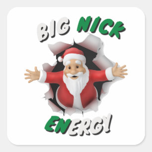 Sticker Carré Gros Nick Energy Retro Noël