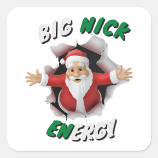 Sticker Carré Gros Nick Energy Retro Noël