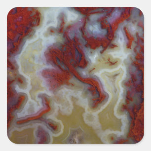 Sticker Carré Gros plan d'une dalle d'agate mousse rouge