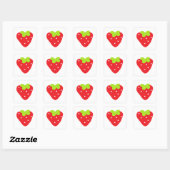 Sticker Carré Grosse fraise (Feuille)