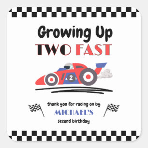 Sticker Carré Grossing Up Two Fast Red Blue Race Car 2e annivers