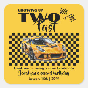 Sticker Carré Grossissant Jusqu'À Fast 2E Ans Voiture Sport Jaun