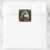 Sticker Carré Groundhog With Mug of Beer (Sac)