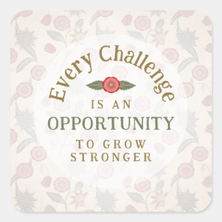 Sticker Carré "Grow Stronger" Affirmation