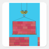 Sticker Carré Grue de construction Levant mur de brique (Devant)