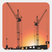 Sticker Carré Grues Sur Un Bâtiment (Devant)