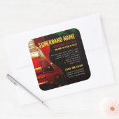 Sticker Carré Grunge Red Guitar Super Band (Enveloppe)