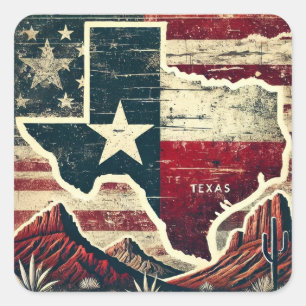 Sticker Carré Grunge Texas en détresse
