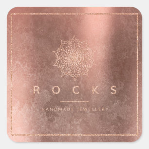 Sticker Carré Grungy Cooper Rose Rose Gold Mandala Rocks