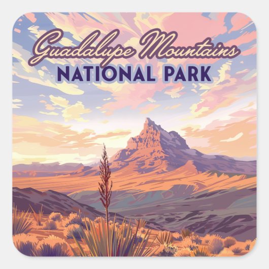 Sticker Carré Guadalupe Mountain National Park El Capitan Texas (Devant)