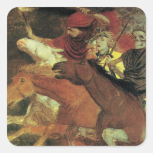 Sticker Carré Guerre par Arnold Bocklin, Symbolisme Vintage Art