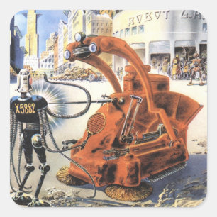 Sticker Carré Guerres extraterrestres de la ville futuriste de l