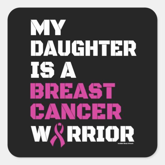 Sticker Carré Guerrier/Bloc/Fille...Cancer du sein (Devant)