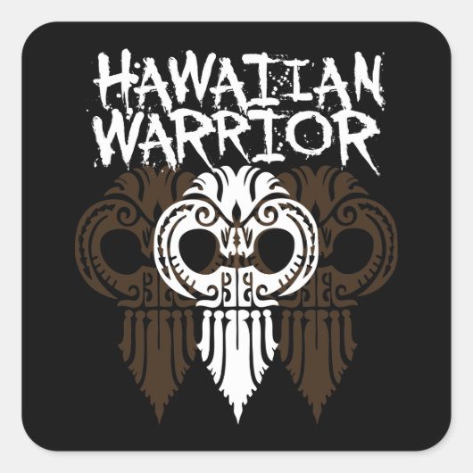 Sticker Carré Guerrier hawaïen (Devant)