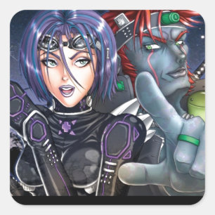 Sticker Carré Guerriers de Manga