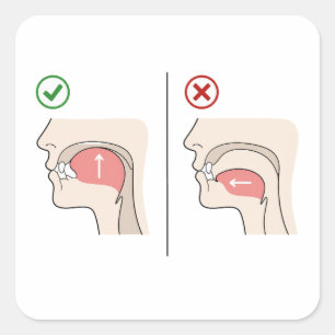 Sticker Carré Guide de Mewing Ligne de mâchoire Looksmaxxing Mèm