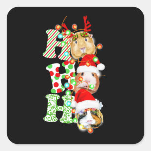 Sticker Carré Guinea Pig Christmas