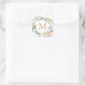 Sticker Carré Guirlande de roses à monogramme doré Floral (Sac)