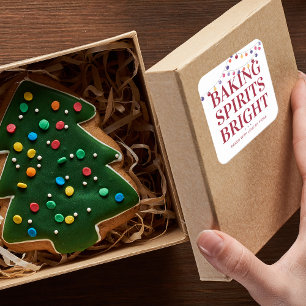 Sticker Carré Guirlande lumineuse « Holiday Baking Spirits Brigh